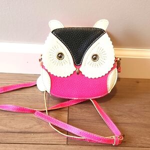 Cute Owl-Shaped Pink and Black Girls Bag